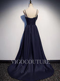 vigocouture-Satin A-line Prom Dress 2022 Spaghetti Strap Prom Gown-Prom Dresses-vigocouture-