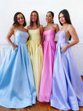 vigocouture-Satin A-Line Spaghetti Strap Prom Dress 20596-Prom Dresses-vigocouture-