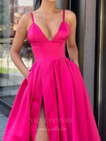 vigocouture-Satin A-Line Spaghetti Strap Prom Dress 20602-Prom Dresses-vigocouture-