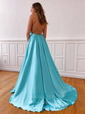 vigocouture-Satin A-Line Spaghetti Strap Prom Dress 20816-Prom Dresses-vigocouture-