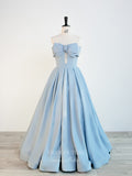vigocouture-Satin Bow Prom Dresses Strapless Formal Dresses 21029-Prom Dresses-vigocouture-Light Blue-Custom Size-