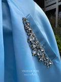 vigocouture-Satin Cape Sleeve Hoco Dresses Square Neck Graduation Dresses hc189-Prom Dresses-vigocouture-