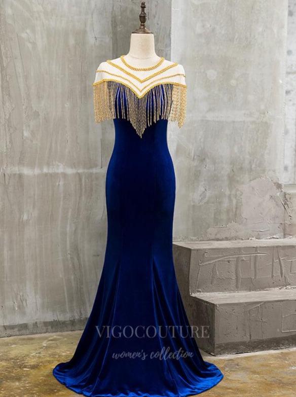 vigocouture-Satin Mermaid Prom Dress 20265-Prom Dresses-vigocouture-Blue-US2-