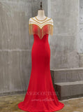vigocouture-Satin Mermaid Prom Dress 20265-Prom Dresses-vigocouture-Red-US2-