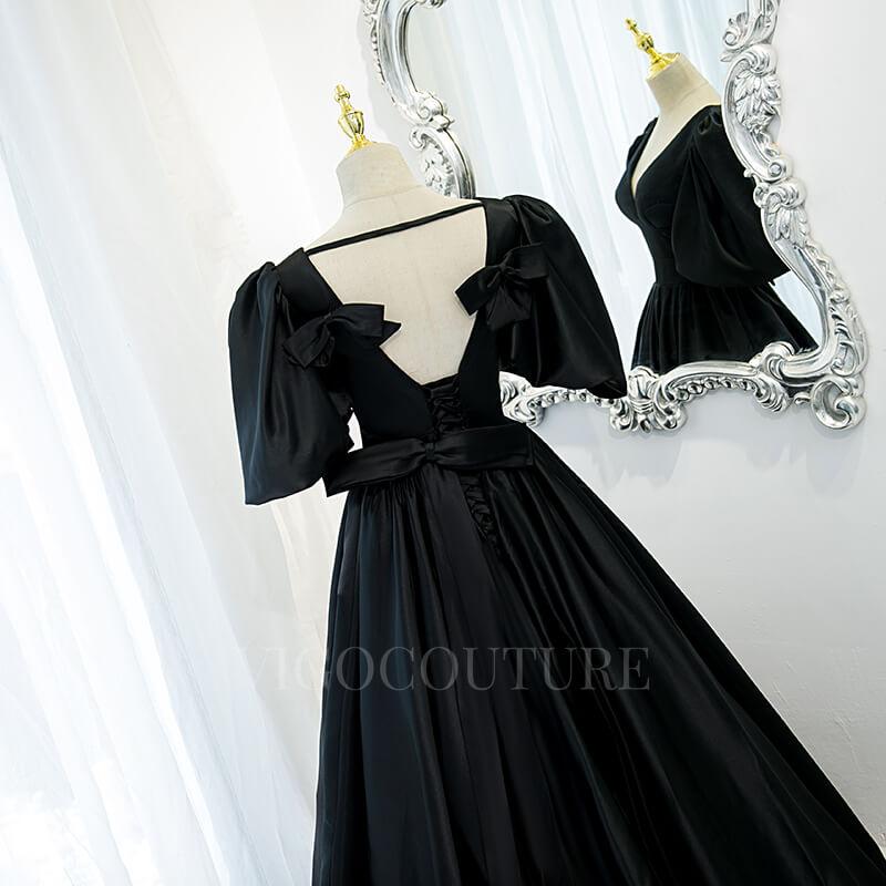 vigocouture-Satin Puffed Sleeve Prom Dress 2022 V-Neck 20346-Prom Dresses-vigocouture-
