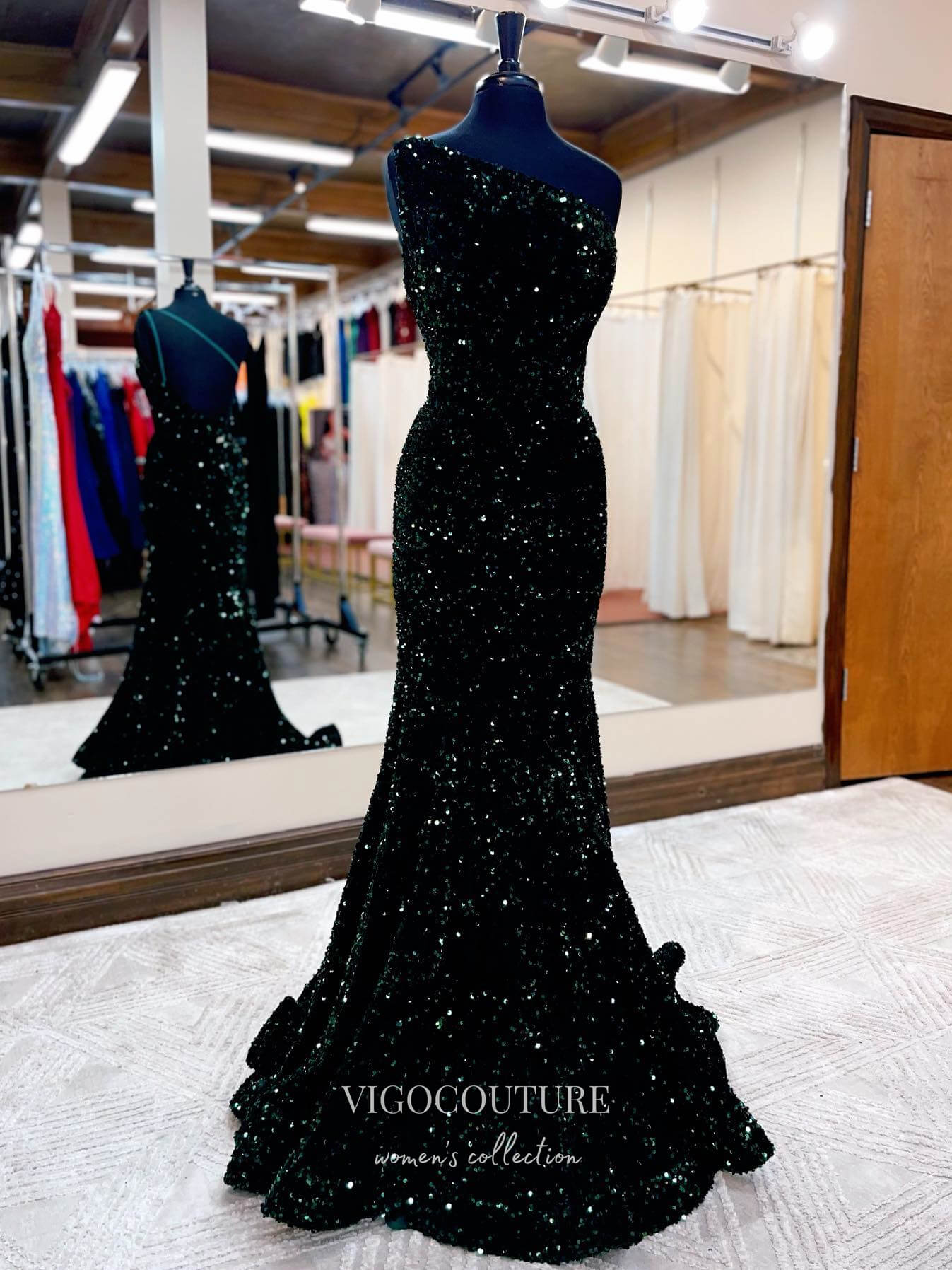 vigocouture-Sequin Mermaid Prom Dresses One Shoulder Formal Dresses 21543-Prom Dresses-vigocouture-