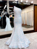 vigocouture-Sequin Mermaid Prom Dresses One Shoulder Formal Dresses 21543-Prom Dresses-vigocouture-White-US2-