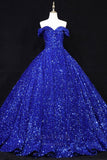 vigocouture-Sequin Quinceanera Dresses Off the Shoulder Sweet 16 Dresses 20678-Prom Dresses-vigocouture-Blue-US2-