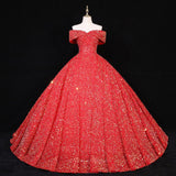 vigocouture-Sequin Quinceanera Dresses Off the Shoulder Sweet 16 Dresses 20680-Prom Dresses-vigocouture-