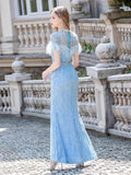 vigocouture-Sheath Beaded Round Neck Prom Dress 20783-Prom Dresses-vigocouture-