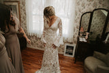 vigocouture-Sheath Boho Wedding Dresses Bell Sleeve w0001-Wedding Dresses-vigocouture-