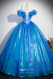 Shimmering Blue Off-the-Shoulder Quinceanera Dress 22323-Prom Dresses-vigocouture-Blue-Custom Size-vigocouture