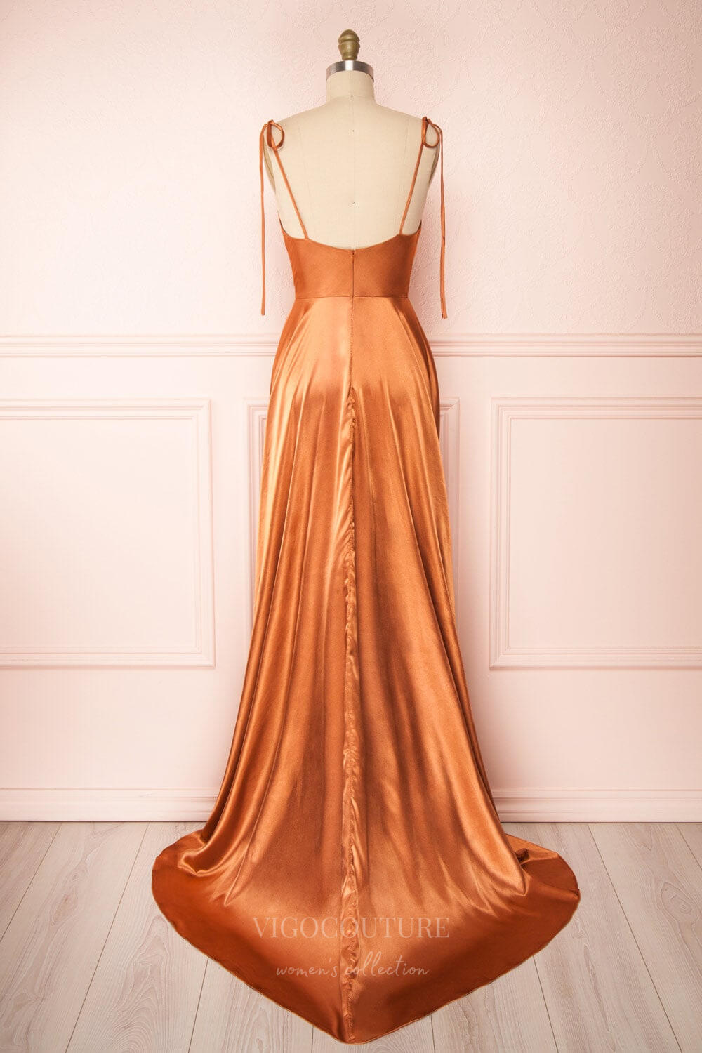 vigocouture-Silver Spaghetti Strap Prom Dress 20574-Prom Dresses-vigocouture-