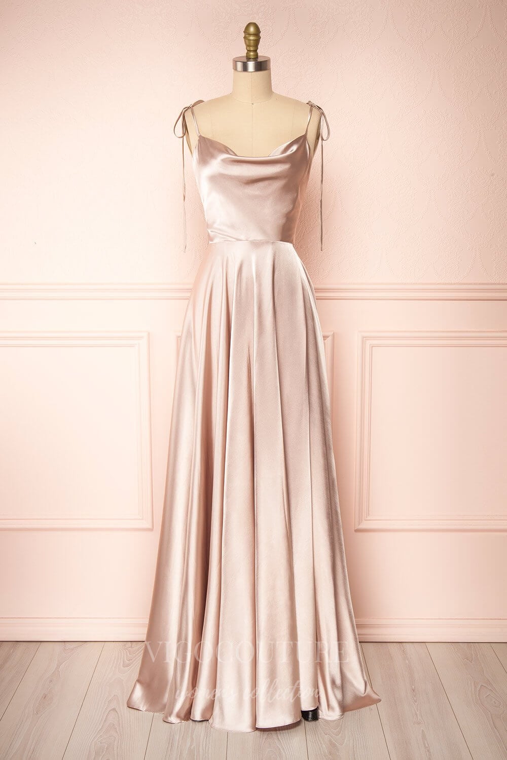 vigocouture-Silver Spaghetti Strap Prom Dress 20574-Prom Dresses-vigocouture-Blush-US2-