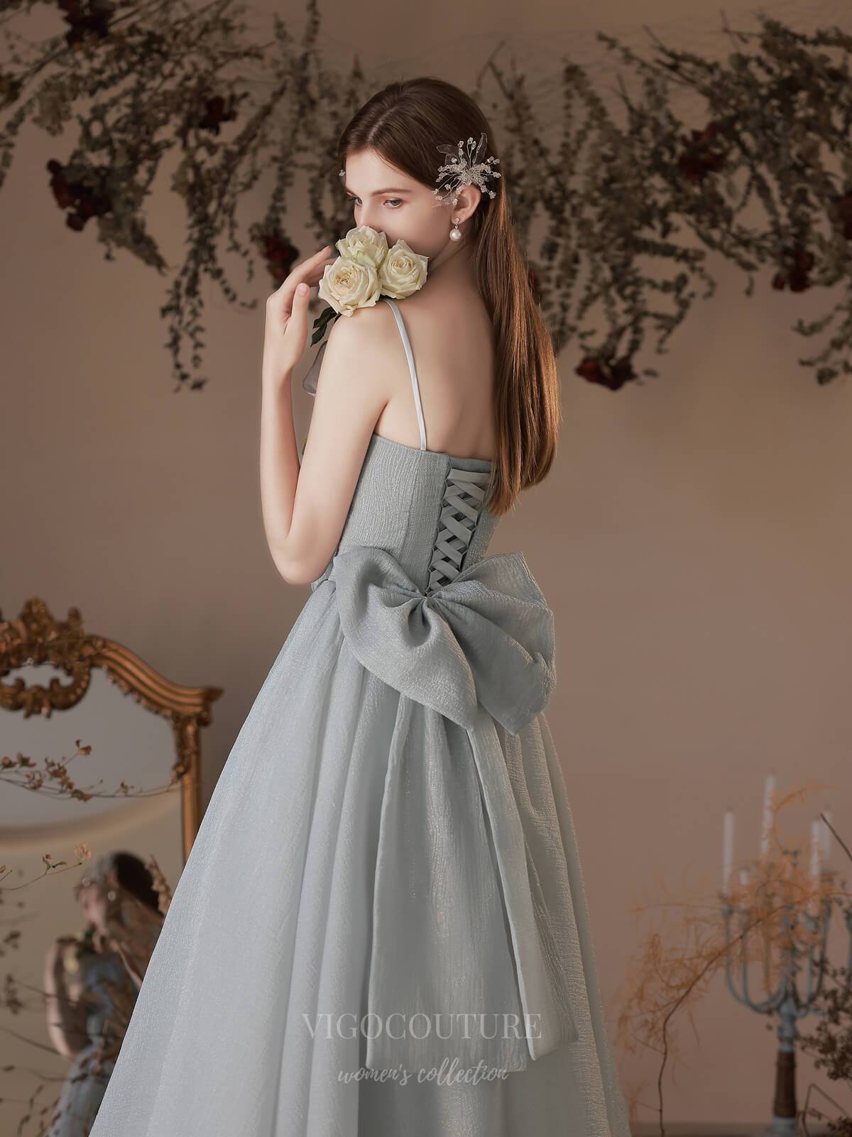 vigocouture-Spaghetti Strap Bow Prom Dress 20735-Prom Dresses-vigocouture-