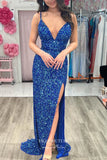 vigocouture-Spaghetti Strap Formal Dresses Sequin Mermaid Prom Dresses 21594-Prom Dresses-vigocouture-Blue-US2-