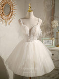 vigocouture-Spaghetti Strap Homecoming Dresses Beaded Dama Dresses hc140-Prom Dresses-vigocouture-Ivory-US2-