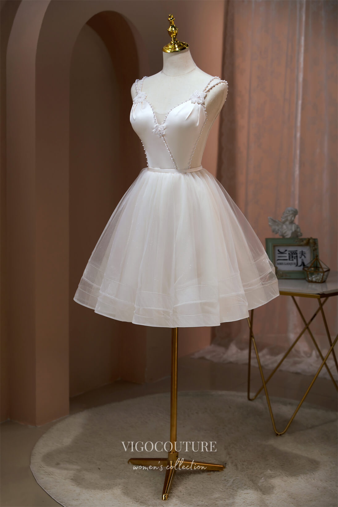 vigocouture-Spaghetti Strap Homecoming Dresses Beaded Hoco Dresses hc196-Prom Dresses-vigocouture-