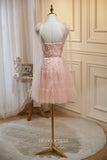 vigocouture-Spaghetti Strap Homecoming Dresses Floral Hoco Dresses hc194-Prom Dresses-vigocouture-