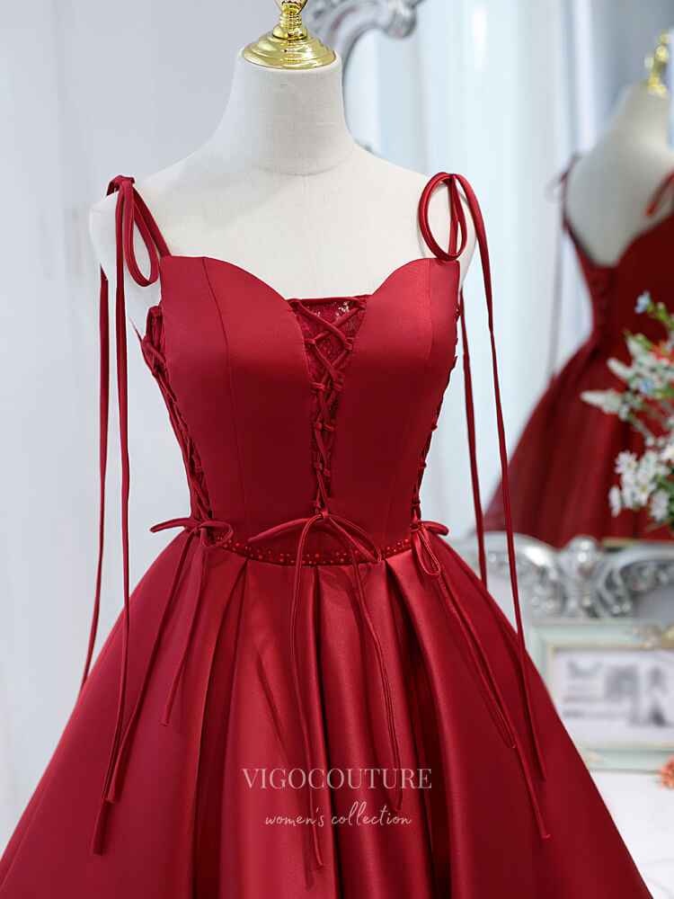vigocouture-Spaghetti Strap Homecoming Dresses Satin Dama Dresses hc129-Prom Dresses-vigocouture-