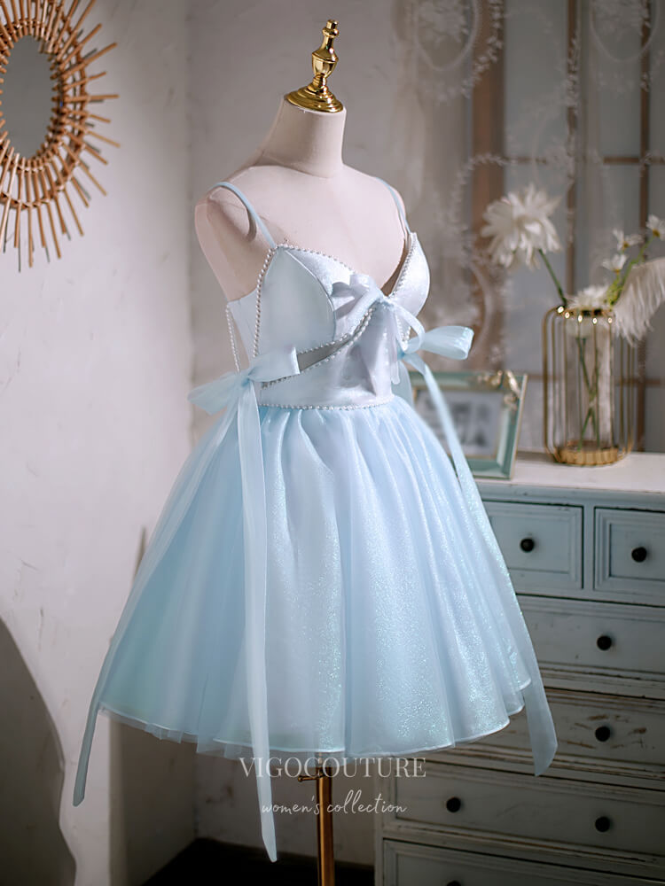 vigocouture-Spaghetti Strap Homecoming Dresses Sparkly Tulle Dama Dresses hc145-Prom Dresses-vigocouture-