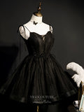 vigocouture-Spaghetti Strap Homecoming Dresses Tulle Dama Dresses hc115-Prom Dresses-vigocouture-Black-US2-