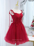 vigocouture-Spaghetti Strap Homecoming Dresses Tulle Dama Dresses hc115-Prom Dresses-vigocouture-Red-US2-