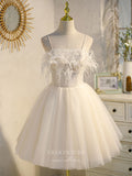 vigocouture-Spaghetti Strap Homecoming Dresses Tulle Dama Dresses hc126-Prom Dresses-vigocouture-Champagne-US2-