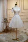 vigocouture-Spaghetti Strap Homecoming Dresses V-Neck Lace Applique Hoco Dresses hc191-Prom Dresses-vigocouture-