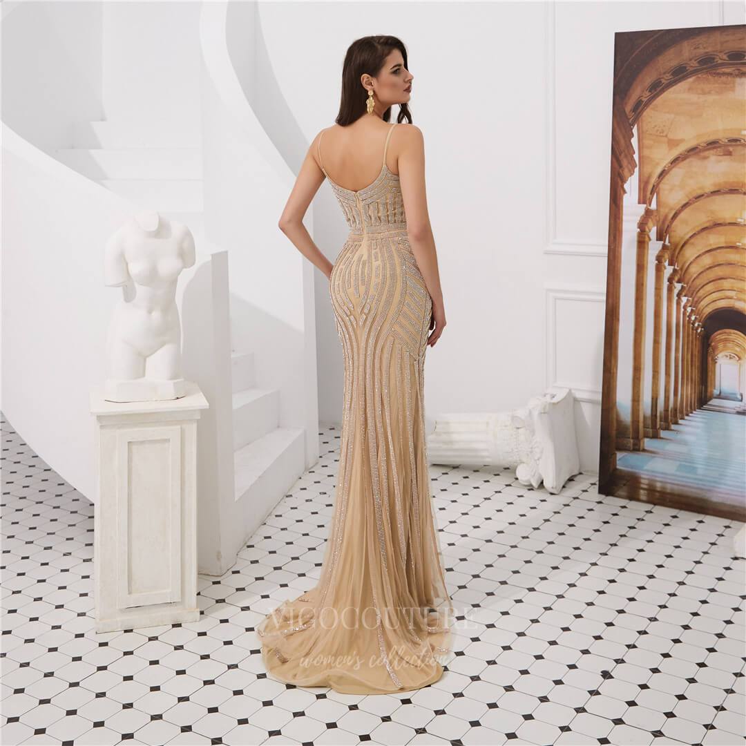 vigocouture-Spaghetti Strap Mermaid Beaded Prom Dress 20287-Prom Dresses-vigocouture-