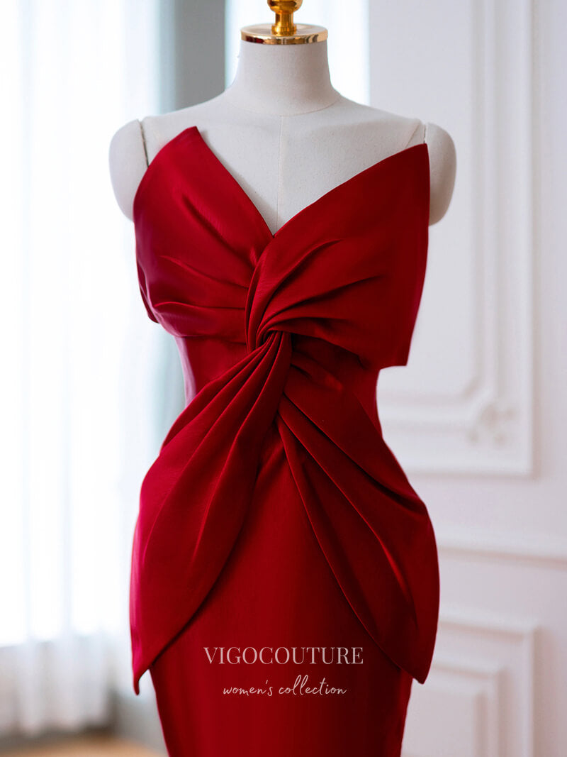 vigocouture-Spaghetti Strap Mermaid Prom Dresses Bow-Tie Evening Dresses 21316-Prom Dresses-vigocouture-
