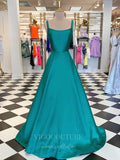 vigocouture-Spaghetti Strap Satin Prom Dress 20603-Prom Dresses-vigocouture-Green-US2-