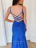 vigocouture-Spaghetti Strap Satin Prom Dresses Mermaid V-Neck Formal Dresses 21545-Prom Dresses-vigocouture-