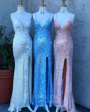 vigocouture-3D Flowers Sequin Mermaid Prom Dress 20836-Prom Dresses-vigocouture-Blue-US2-