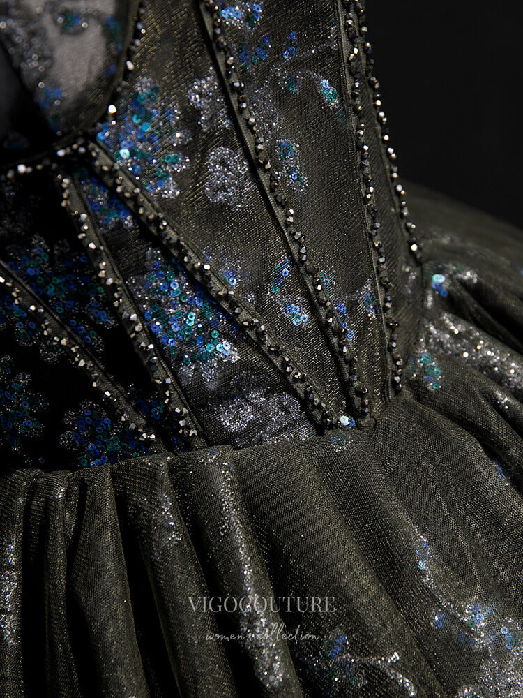 vigocouture-Sparkly Beaded Homecoming Dresses Spaghetti Strap Dama Dresses hc108-Prom Dresses-vigocouture-