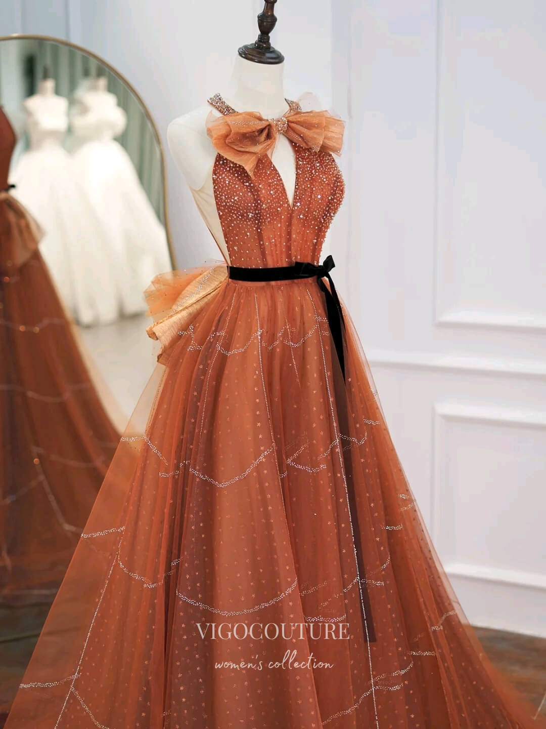 vigocouture-Sparkly Beaded Prom Dresses Halter Neck Formal Dresses 21188-Prom Dresses-vigocouture-