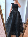vigocouture-Sparkly Beaded Prom Dresses Lace Applique Formal Dresses 21270-Prom Dresses-vigocouture-Black-US2-