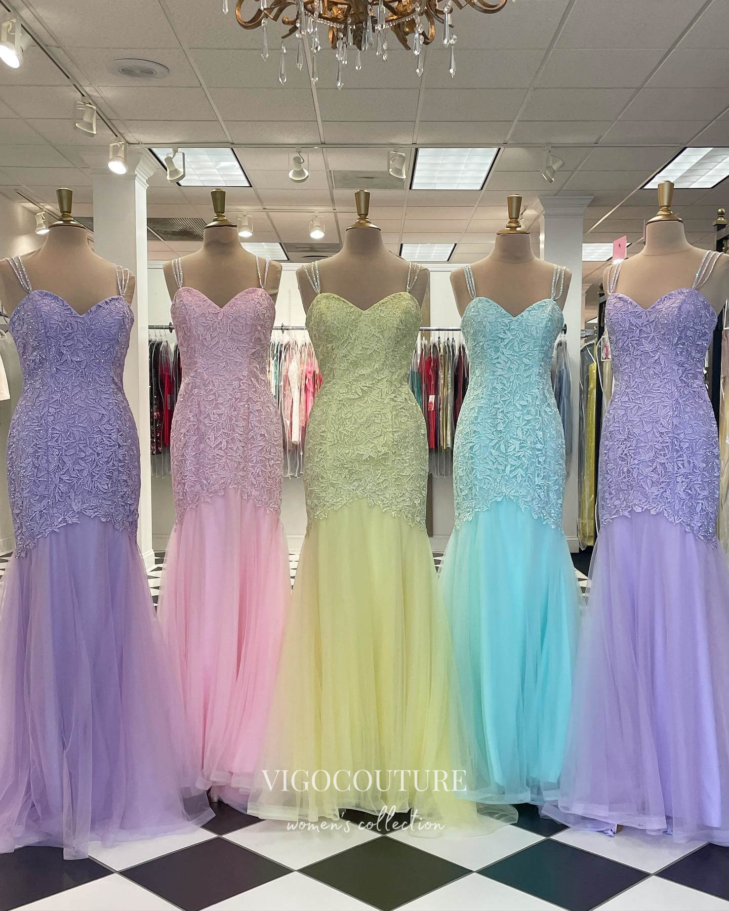 vigocouture-Sparkly Lace Applique Prom Dresses Mermaid Formal Dresses 21537-Prom Dresses-vigocouture-