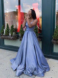 vigocouture-Sparkly Lace Spaghetti Strap A-Line Prom Dress 20607-Prom Dresses-vigocouture-