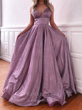 vigocouture-Sparkly Lace Spaghetti Strap A-Line Prom Dress 20607-Prom Dresses-vigocouture-Pink-US2-