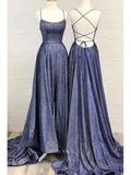vigocouture-Sparkly Lace Spaghetti Strap A-Line Prom Dress 20930-Prom Dresses-vigocouture-