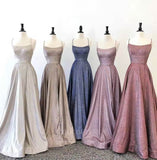 vigocouture-Sparkly Lace Spaghetti Strap A-Line Prom Dress 20930-Prom Dresses-vigocouture-Silver-US2-