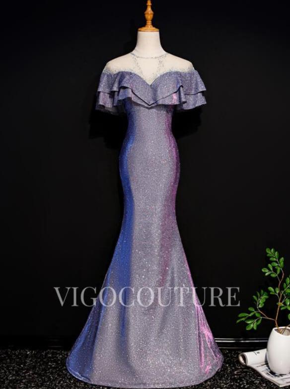 vigocouture-Sparkly Satin Prom Dresses Mermaid Prom Gown 20273-Prom Dresses-vigocouture-Blue-US2-