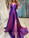 vigocouture-Sparkly Satin Prom Dresses Spaghetti Strap Formal Dresses 21560-Prom Dresses-vigocouture-Purple-US2-