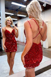 vigocouture-Sparkly Sequin Hoco Dresses Spaghetti Strap Bodycon Dresses hc180-Prom Dresses-vigocouture-