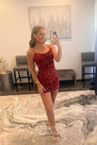 vigocouture-Sparkly Sequin Hoco Dresses Spaghetti Strap Bodycon Dresses hc217-Prom Dresses-vigocouture-