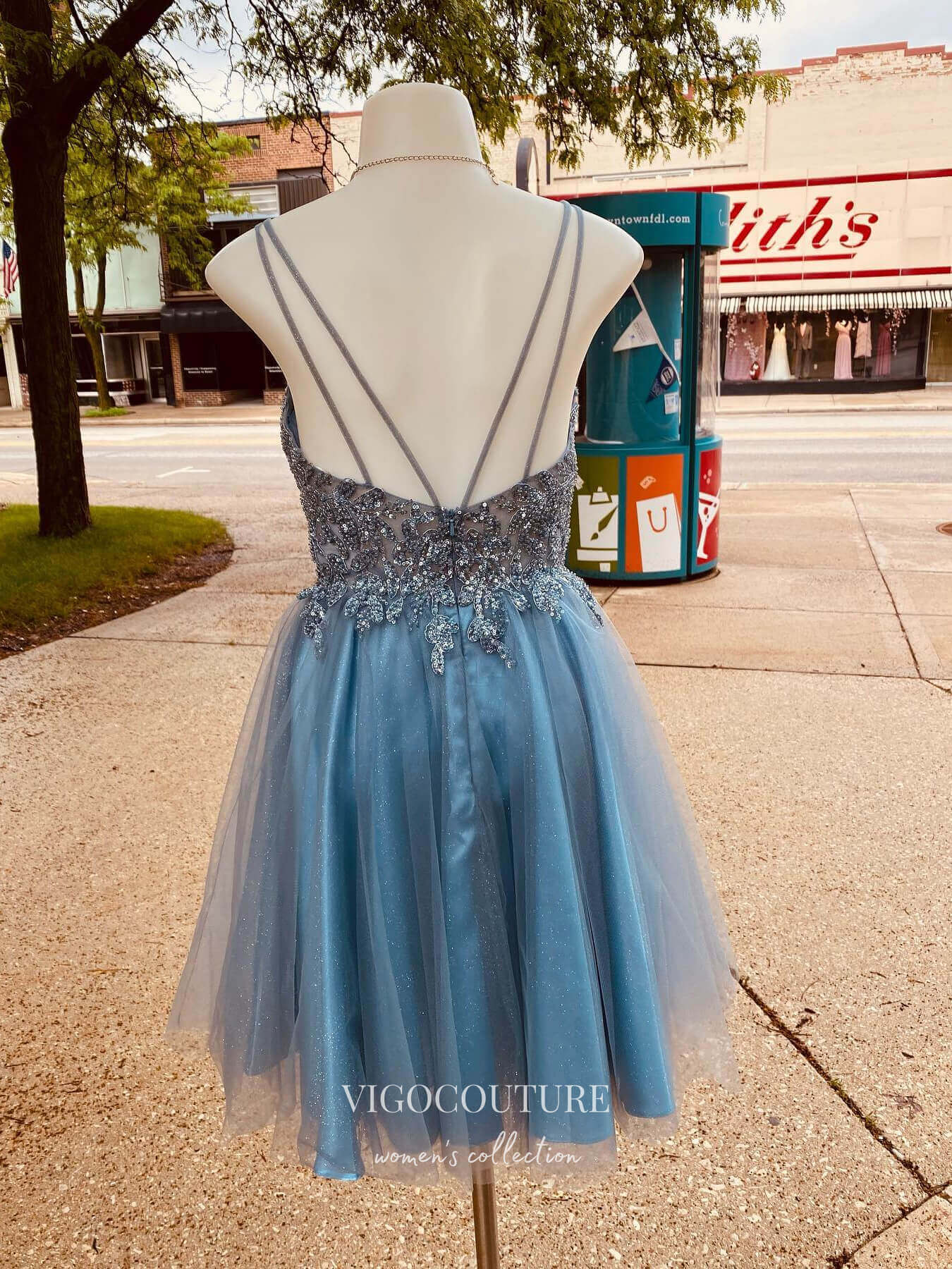 vigocouture-Sparkly Sequin Hoco Dresses Spaghetti Strap Graduation Dresses hc188-Prom Dresses-vigocouture-