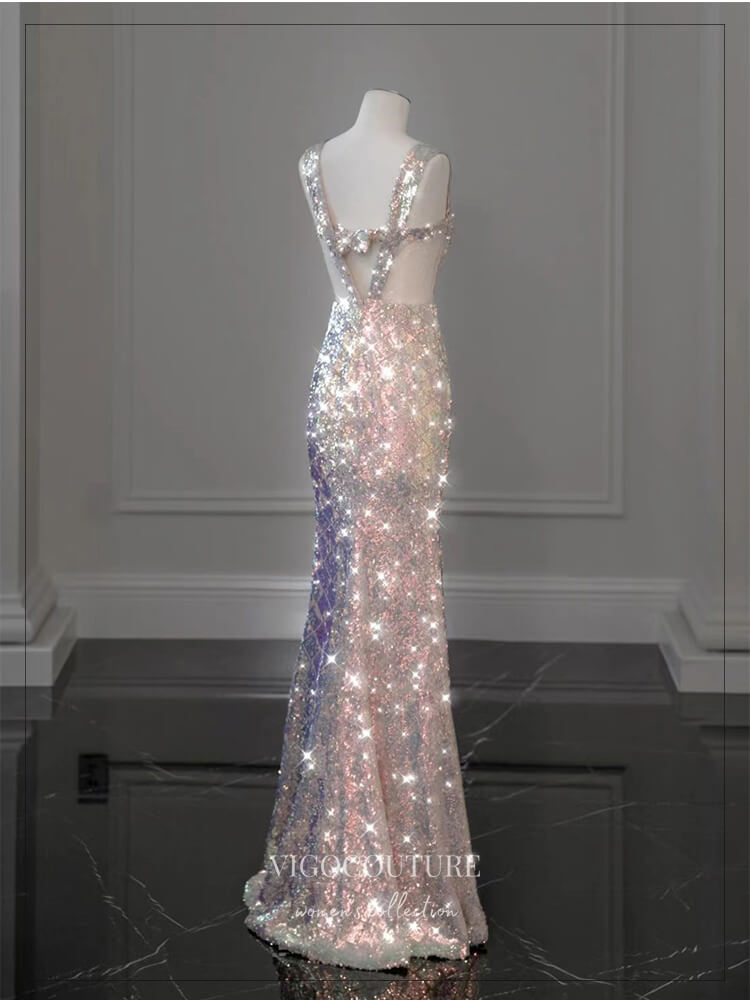vigocouture-Sparkly Sequin Prom Dresses Bow-Tie Evening Dresses 21318-Prom Dresses-vigocouture-