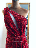 vigocouture-Sparkly Sequin Prom Dresses One Shoulder Evening Dresses 21277-Prom Dresses-vigocouture-