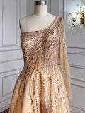 vigocouture-Sparkly Sequin Prom Dresses One Shoulder Maxi Dresses 21253-Prom Dresses-vigocouture-Champagne-US2-